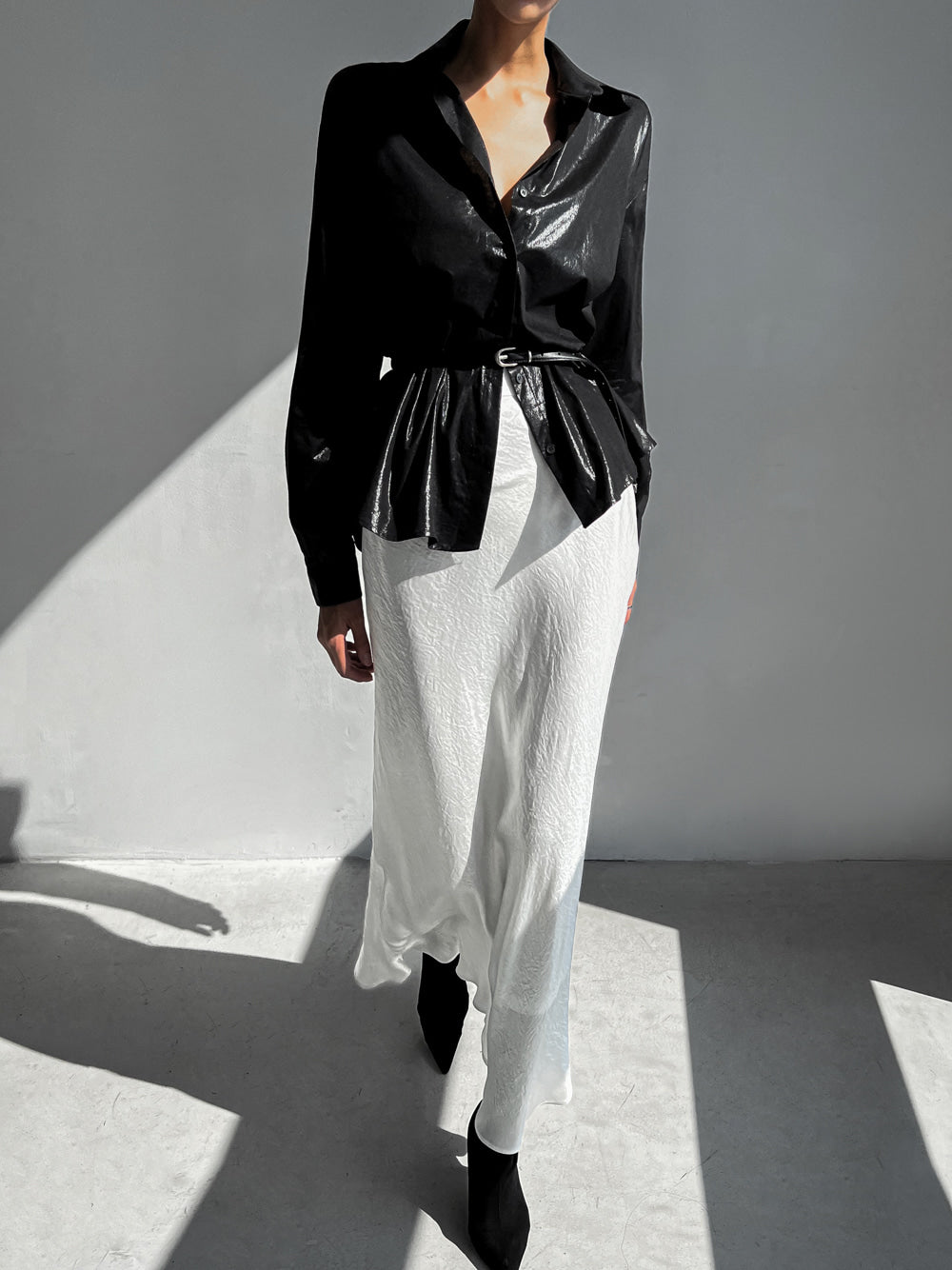 Wrinkle Satin Mermaid Long Skirt