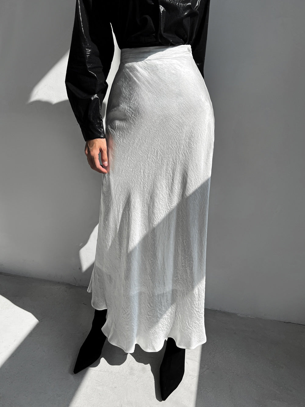 Wrinkle Satin Mermaid Long Skirt