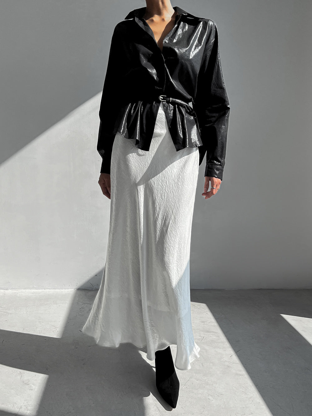 Wrinkle Satin Mermaid Long Skirt