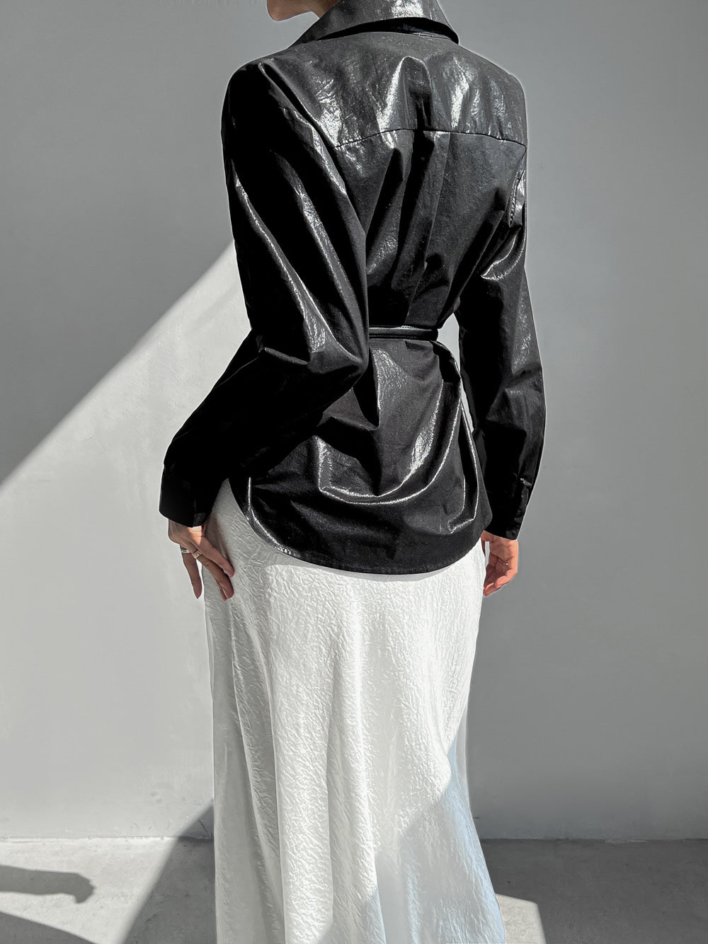 Wrinkle Satin Mermaid Long Skirt