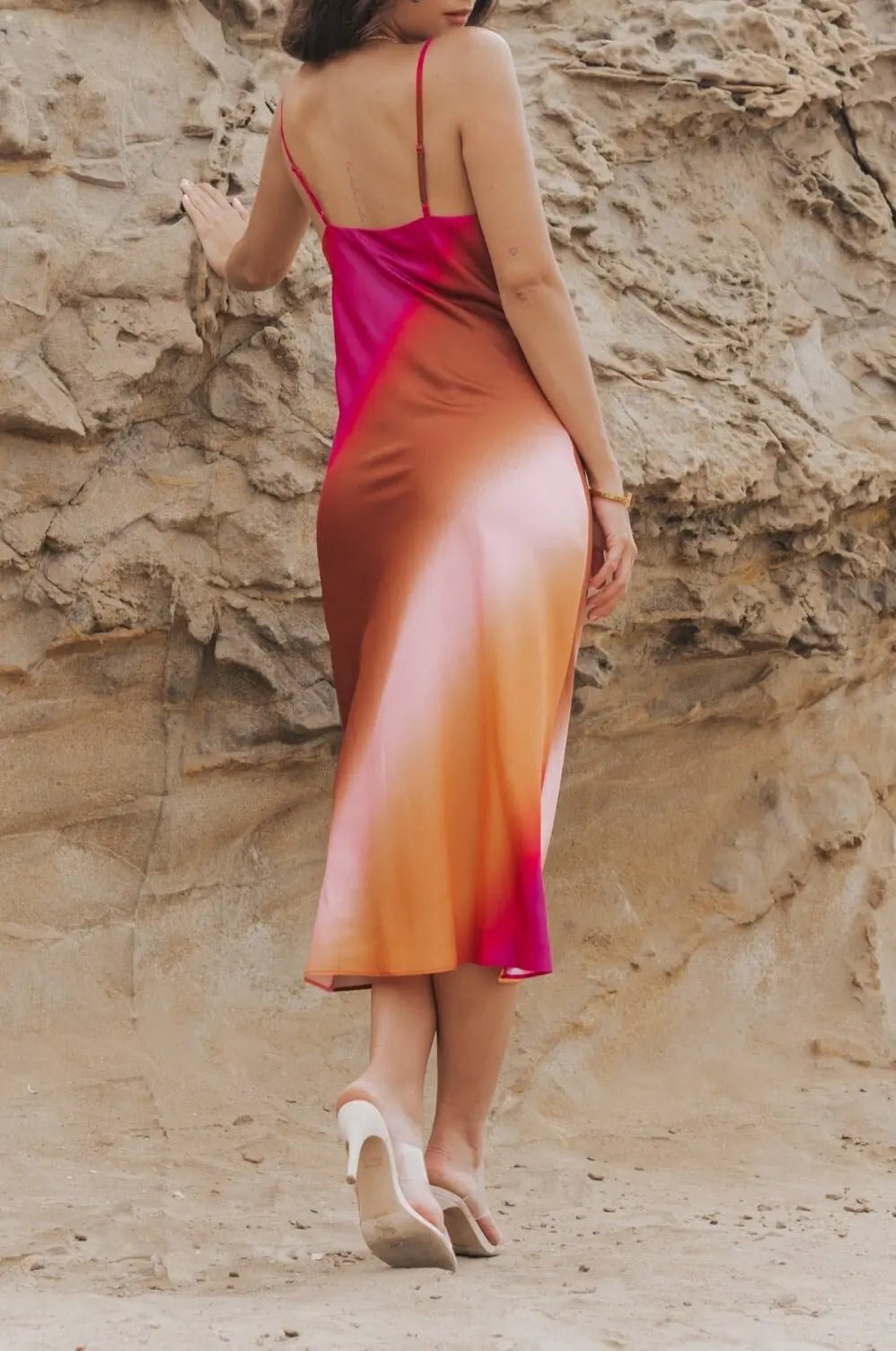 Delilah Gradient Satin Midi Dress