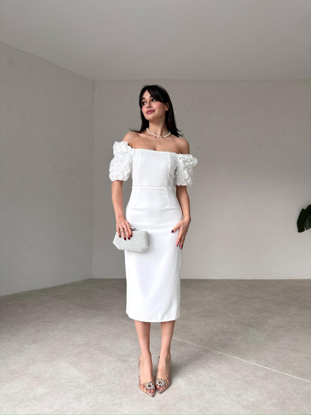 Ruffle Sleeve Midi ANJELİKA Dress