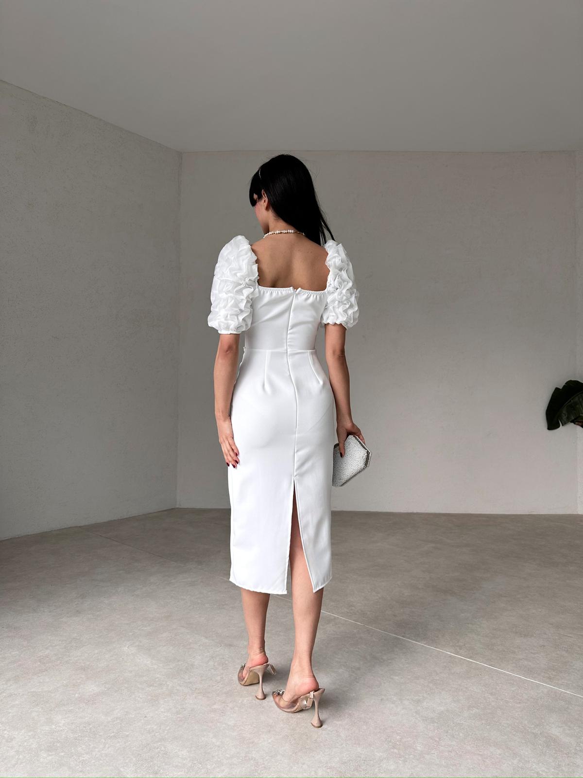 Ruffle Sleeve Midi ANJELİKA Dress
