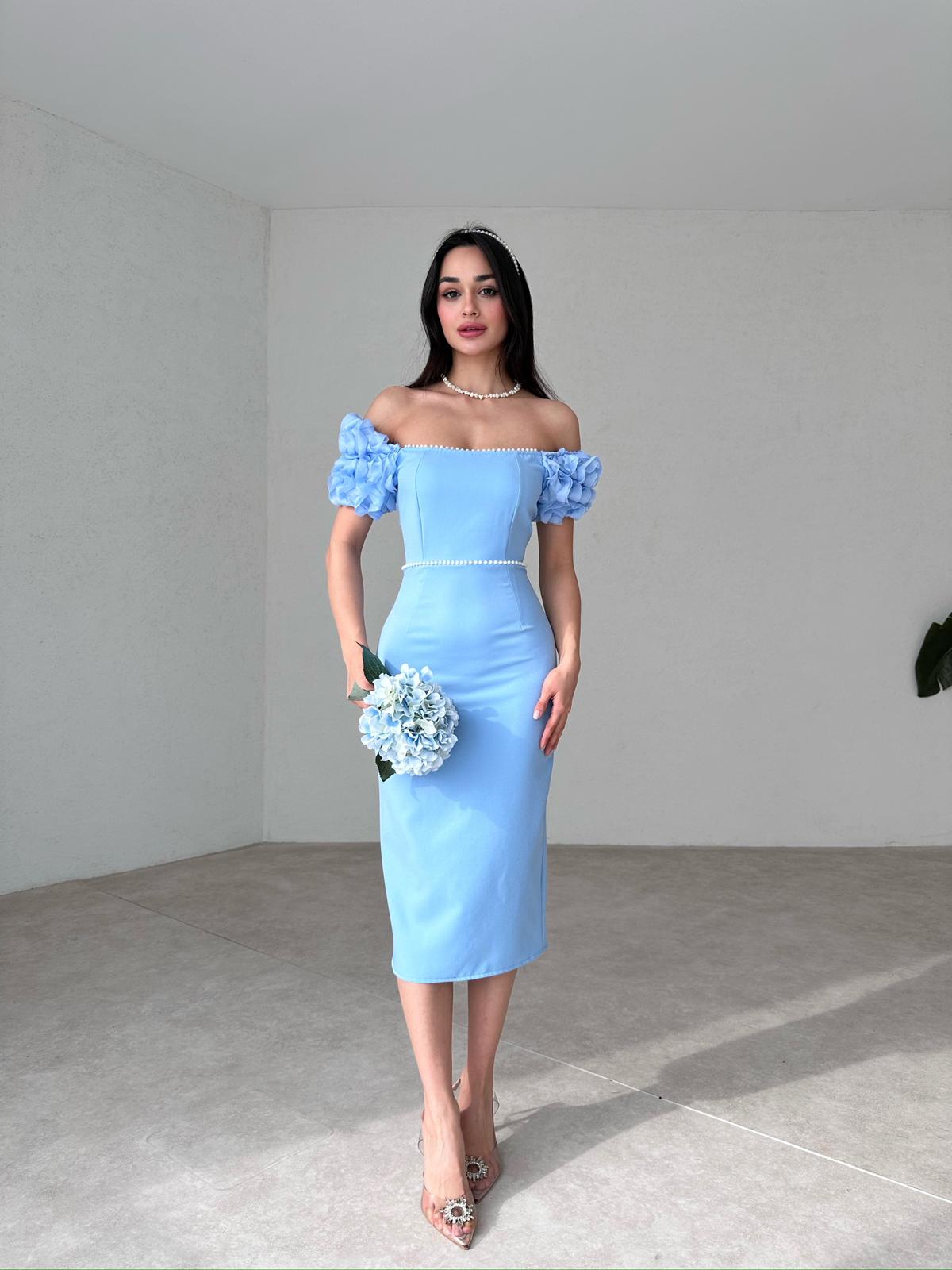 Ruffle Sleeve Midi ANJELİKA Dress