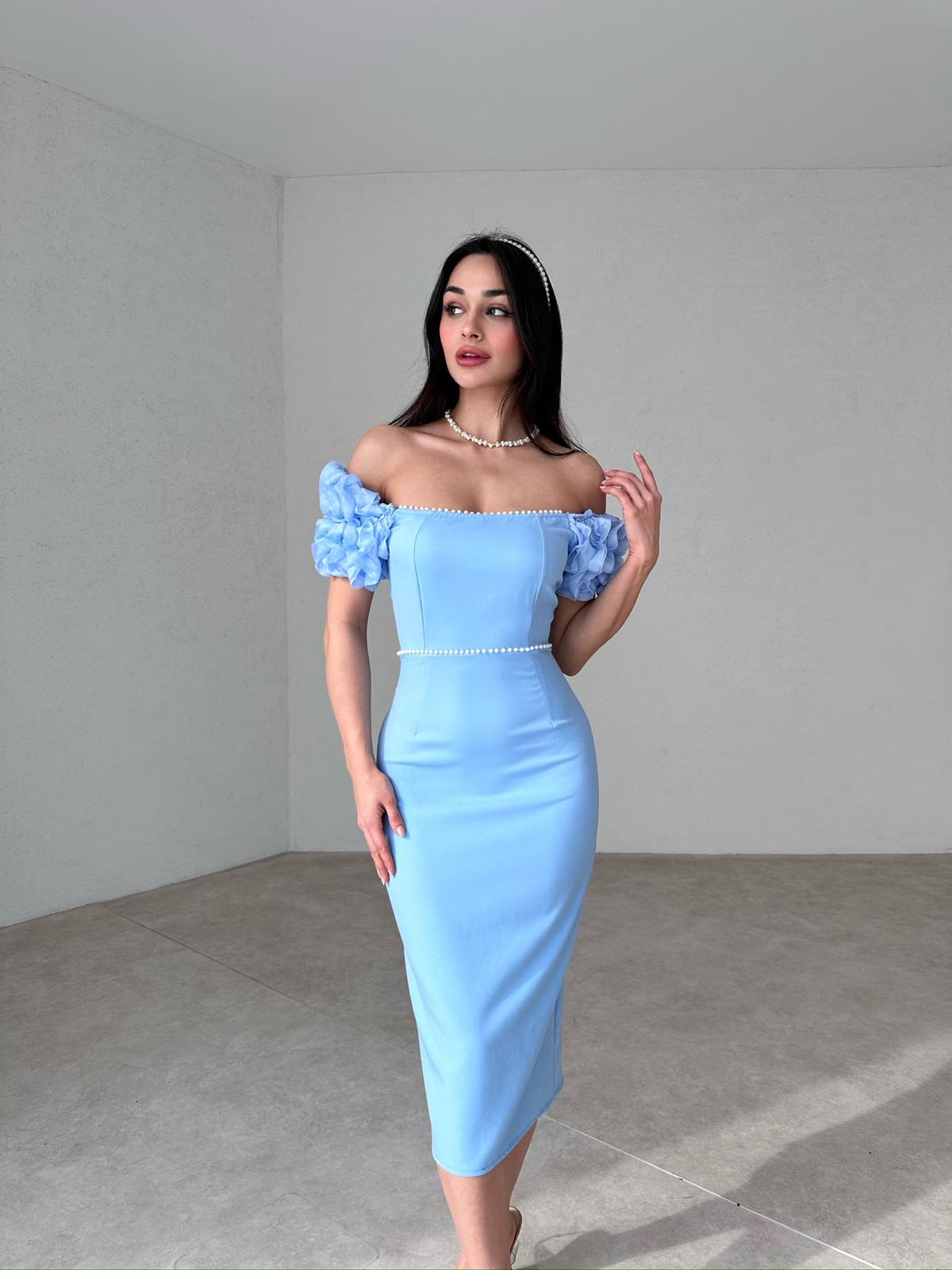 Ruffle Sleeve Midi ANJELİKA Dress