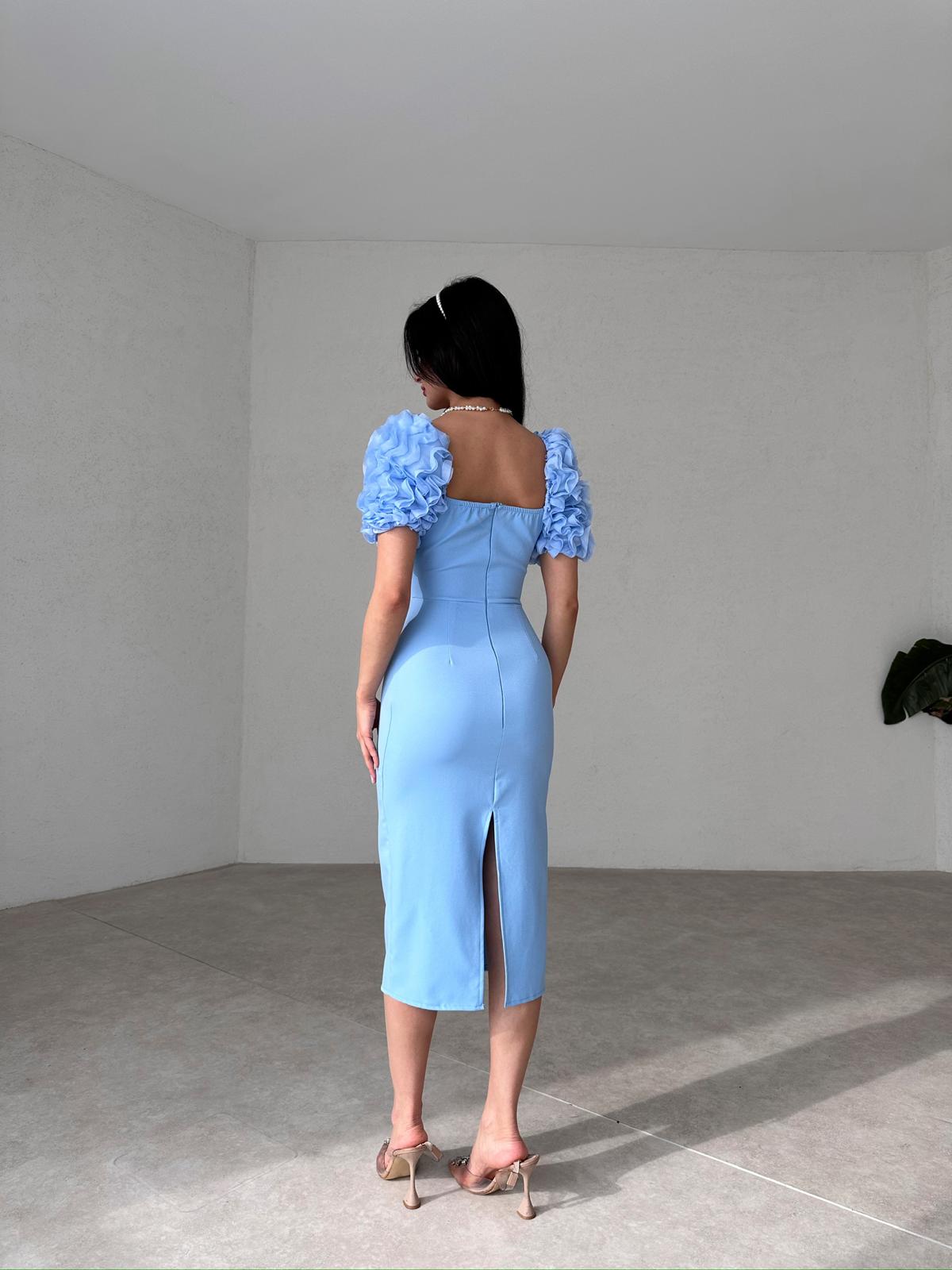 Ruffle Sleeve Midi ANJELİKA Dress