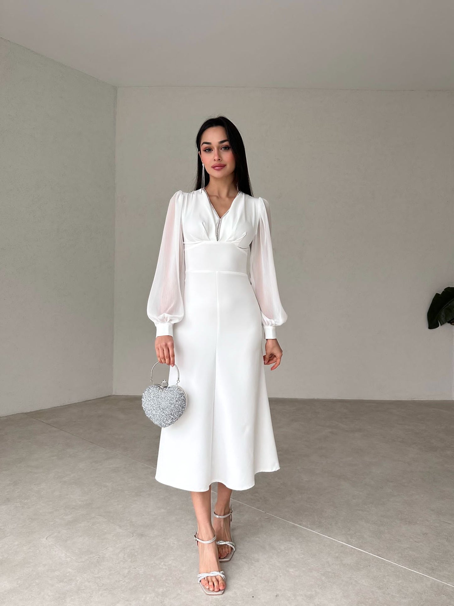 Chiffon Detailed Midi MERTON Dress