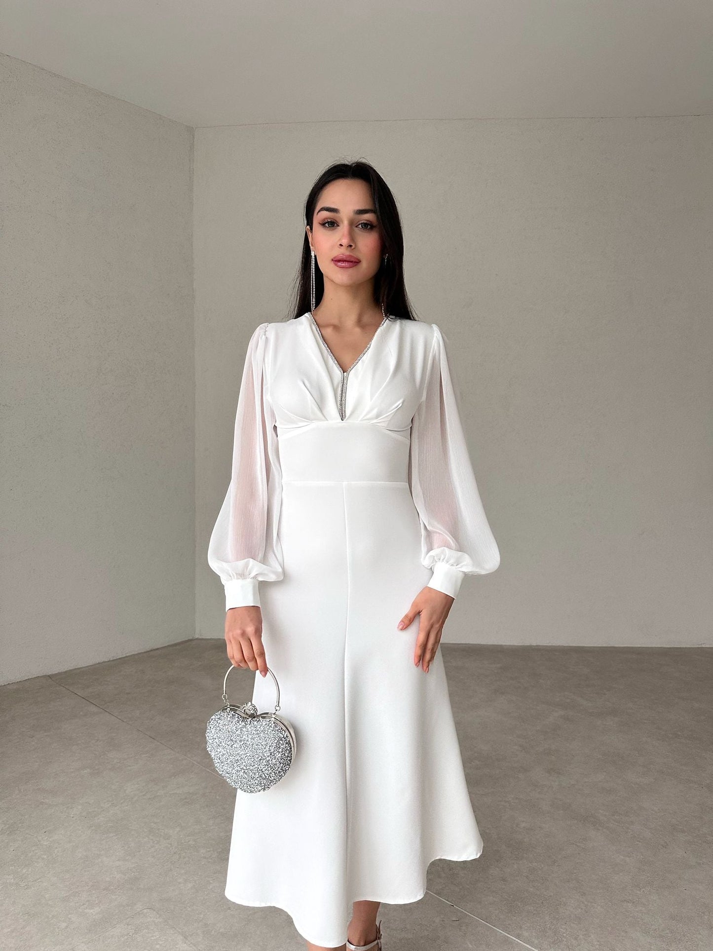 Chiffon Detailed Midi MERTON Dress