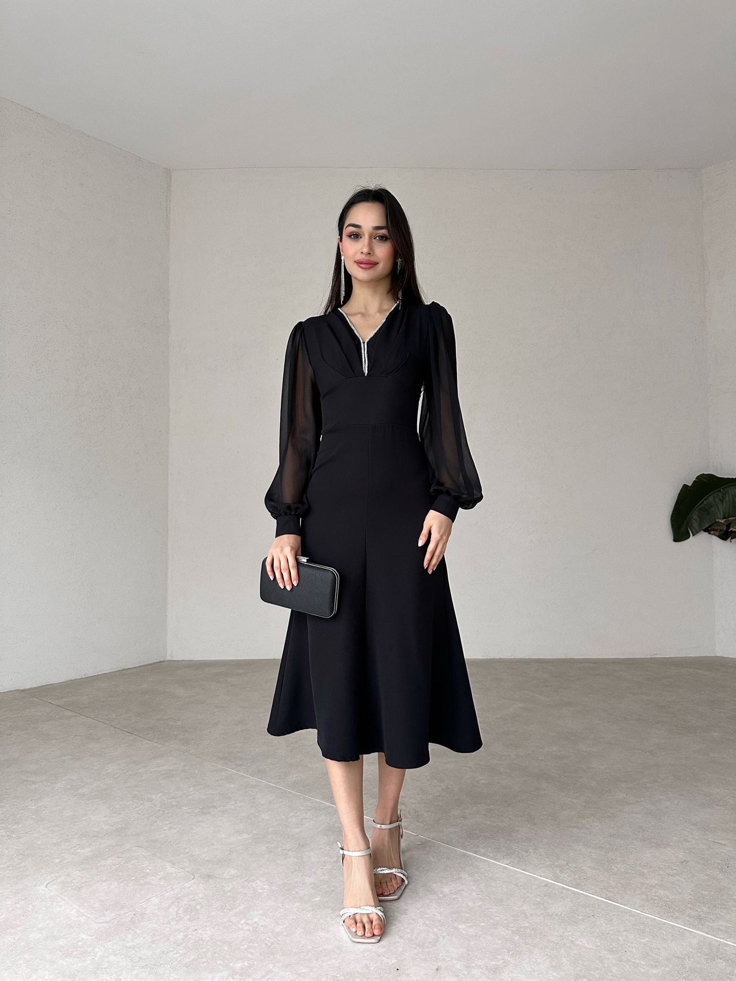 Chiffon Detailed Midi MERTON Dress