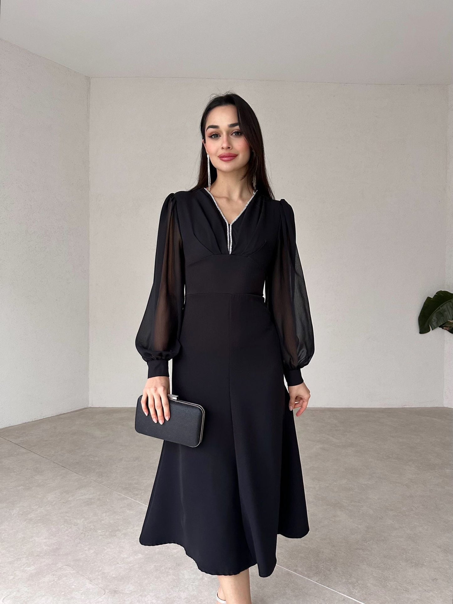 Chiffon Detailed Midi MERTON Dress
