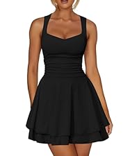 Women's Square Neck Ruffle Hem Mini Dress Ruched Waist Short Party Dresses