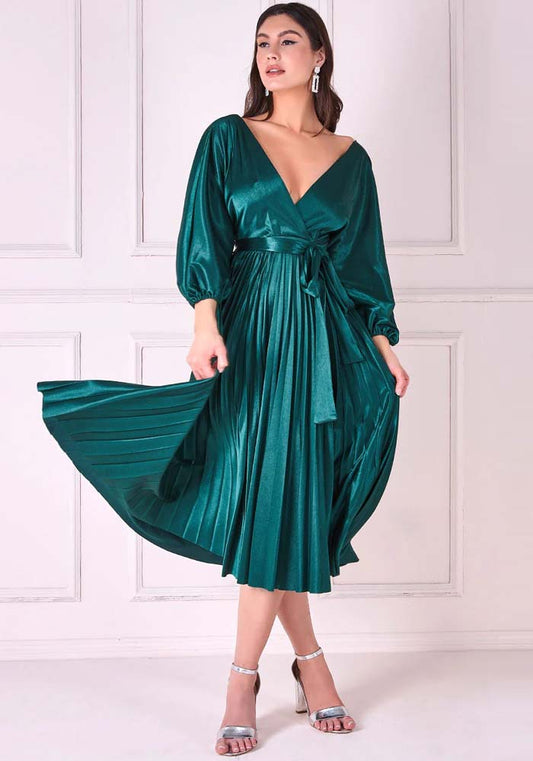 vintage luxurious satin dress Meredith green