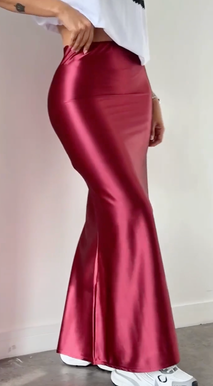 Aura Satin Long Skirt