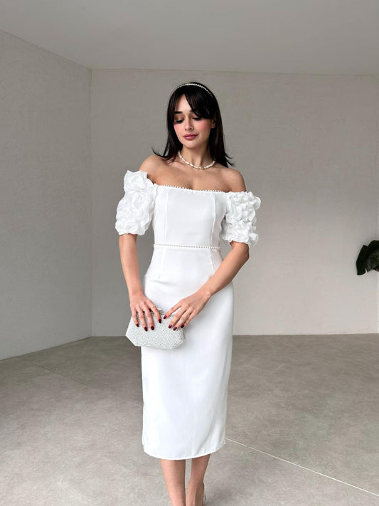 Ruffle Sleeve Midi ANJELİKA Dress