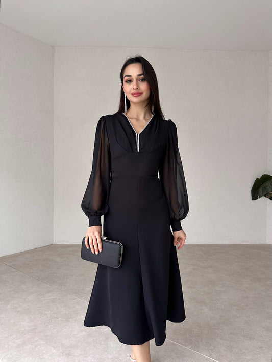 Chiffon Detailed Midi MERTON Dress